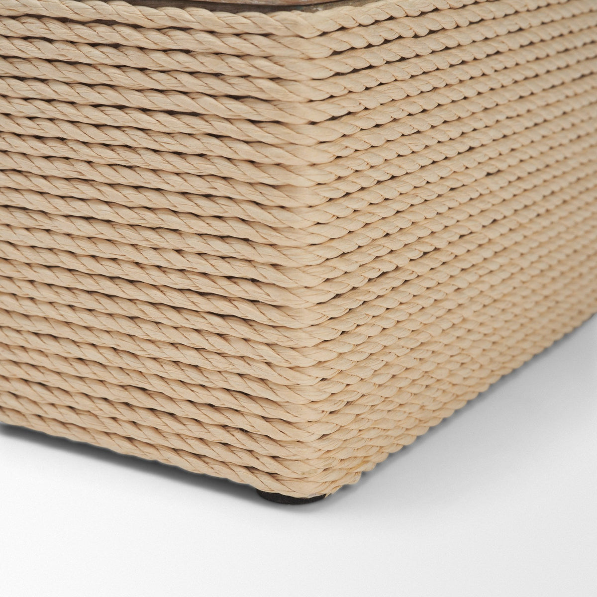 Chord Woven White-Washed w/ Brass Handle Decorative Box Set from Mercana - Luna Furniture