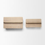 Chord Woven White-Washed w/ Brass Handle Decorative Box Set from Mercana - Luna Furniture