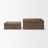 Tulum Brown Wood Parquet Decorative Box Set from Mercana - Luna Furniture