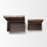 Tulum Brown Wood Parquet Decorative Box Set from Mercana - Luna Furniture