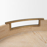 Langford Round White-Washed Wood w/ Brass Handles Tray Set