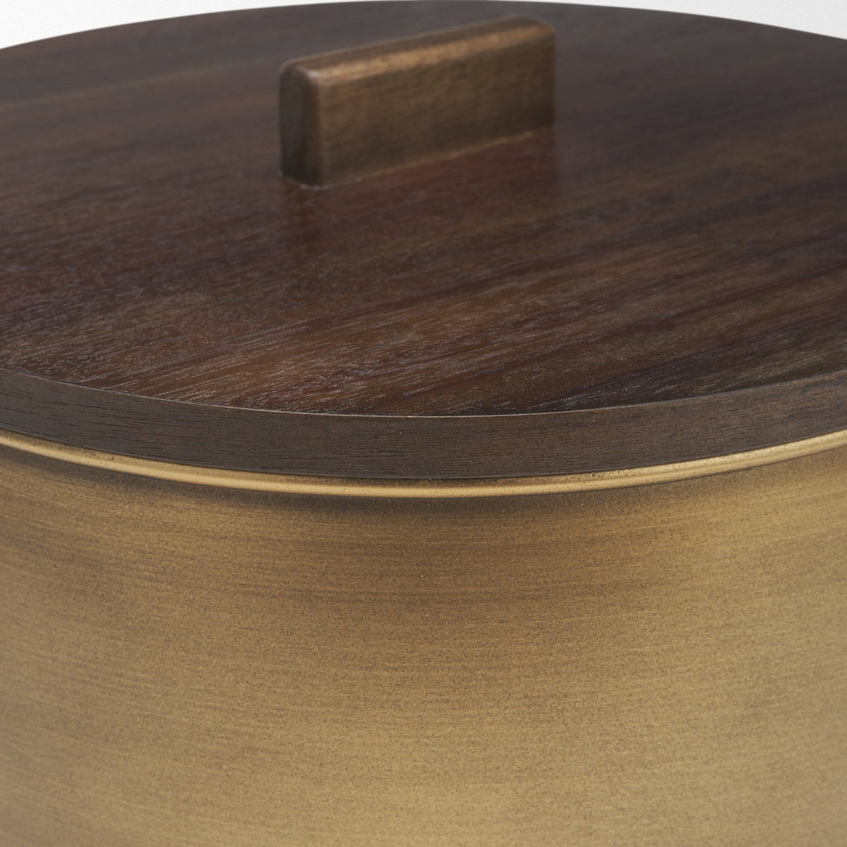 Voss Brass Metal w/ Dark Wood Lid Canister from Mercana - Luna Furniture
