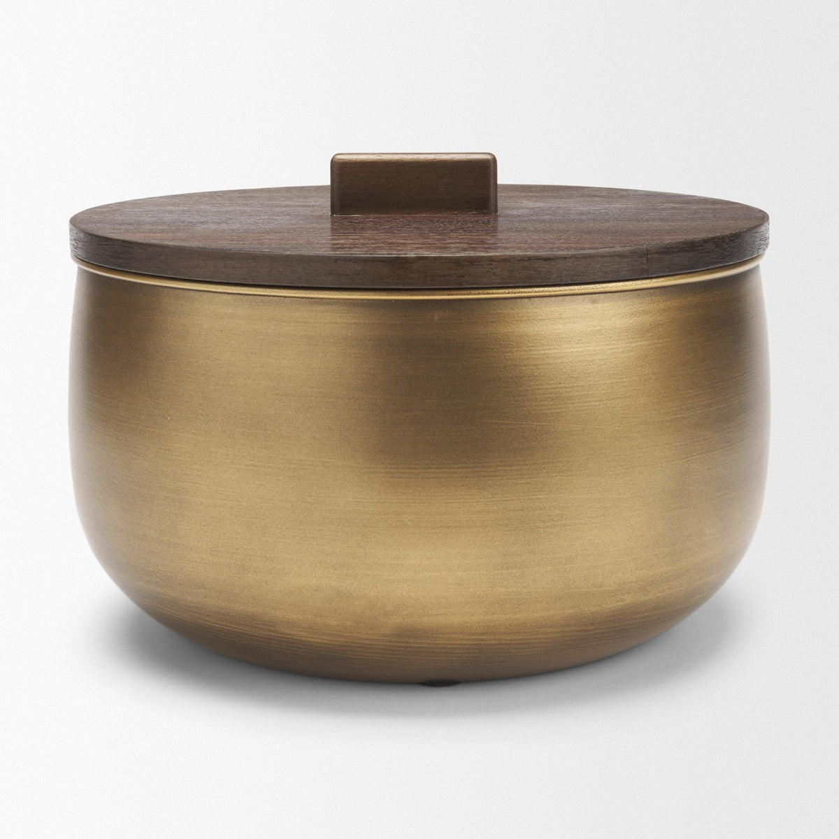 Voss Brass Metal w/ Dark Wood Lid Canister from Mercana - Luna Furniture