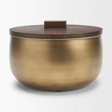 Voss Brass Metal w/ Dark Wood Lid Canister from Mercana - Luna Furniture