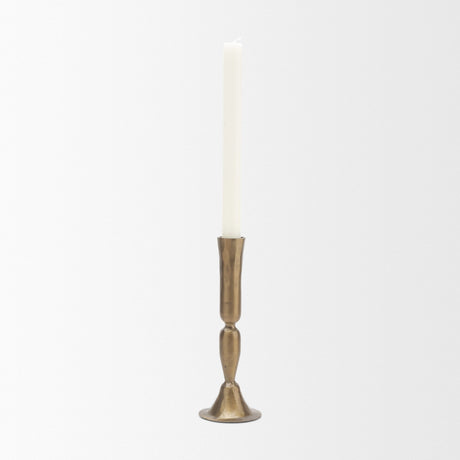 Whitlock Large Antique Brass Metal Taper Candle Holder from Mercana - Luna Furniture