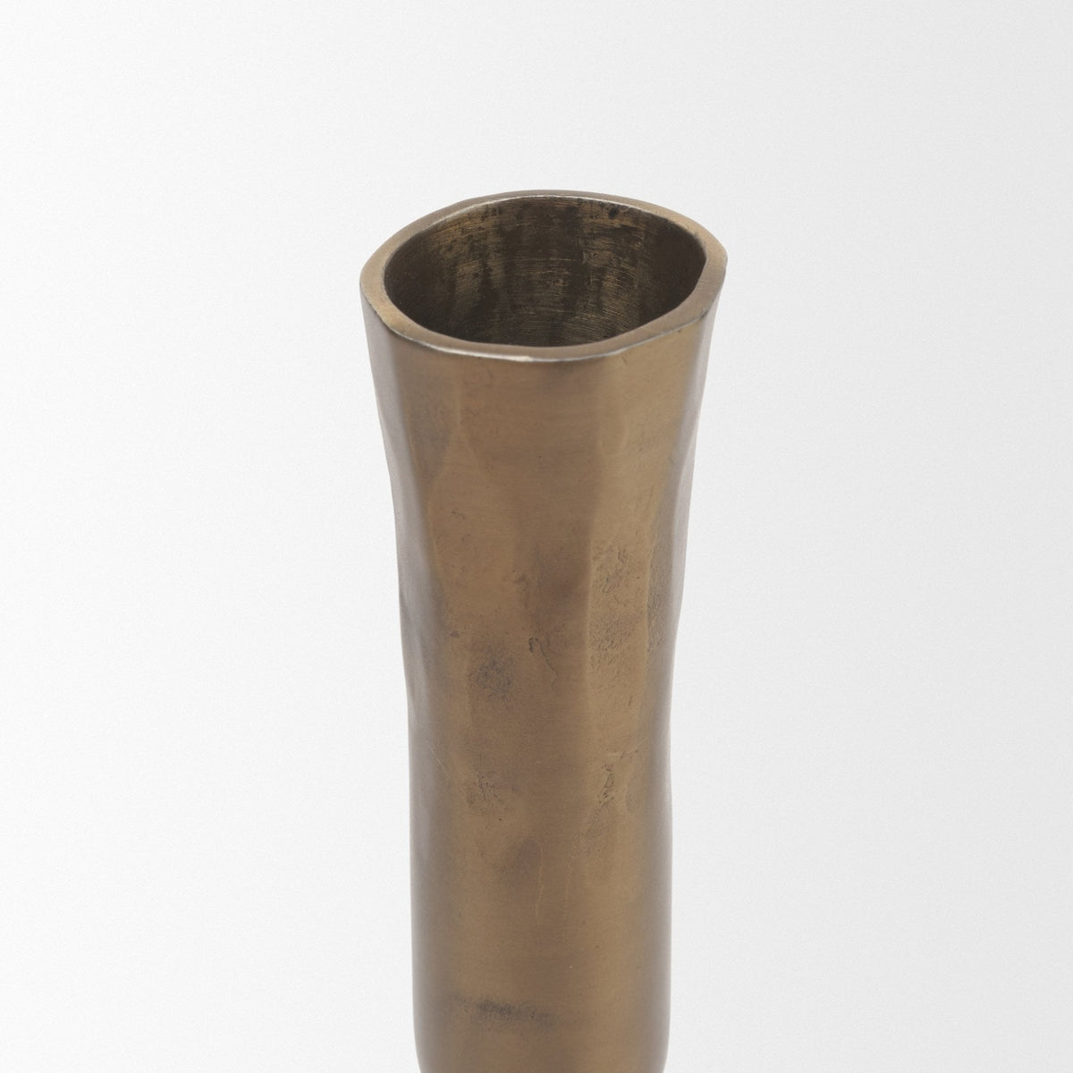 Whitlock Large Antique Brass Metal Taper Candle Holder