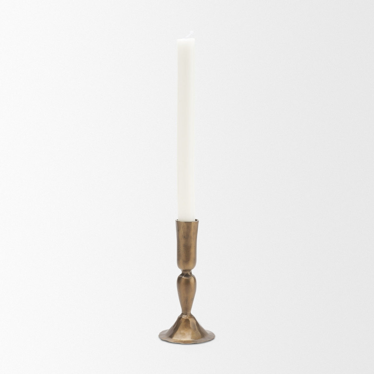 Whitlock Small Antique Brass Metal Taper Candle Holder