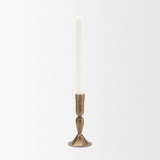 Whitlock Small Antique Brass Metal Taper Candle Holder