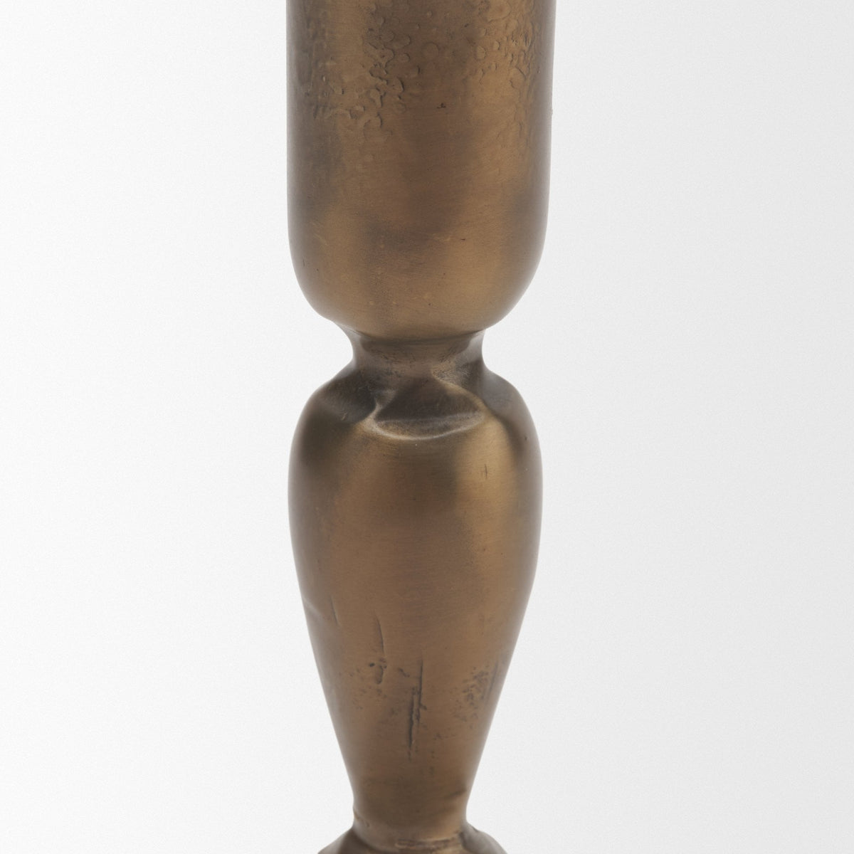 Whitlock Small Antique Brass Metal Taper Candle Holder