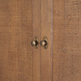 Carmel 2-Door Tall Cabinet | 78" | Raffia w/ Brown Wood from Mercana - Luna Furniture