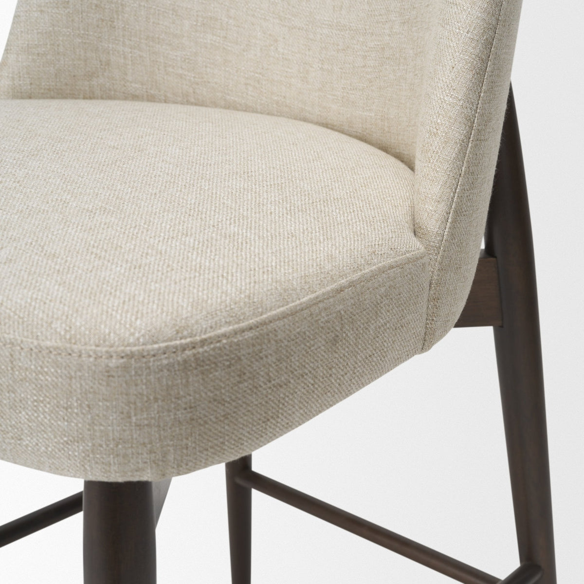 Abbie Curved Back Counter Stool | Oatmeal Fabric w/ Dark Brown Wood from Mercana - Luna Furniture