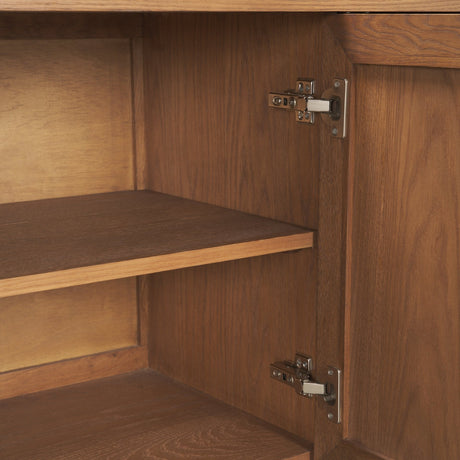 Carmel Closed Media Console | 80" | Raffia w/ Brown Wood from Mercana - Luna Furniture