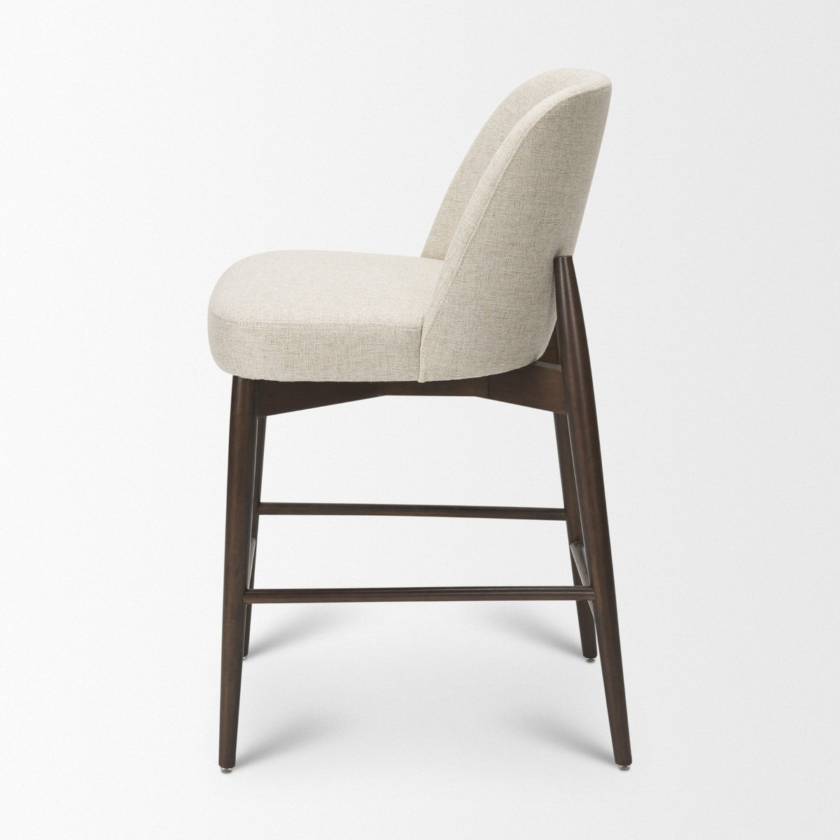 Abbie Curved Back Counter Stool | Oatmeal Fabric w/ Dark Brown Wood from Mercana - Luna Furniture
