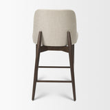 Abbie Curved Back Counter Stool | Oatmeal Fabric w/ Dark Brown Wood from Mercana - Luna Furniture