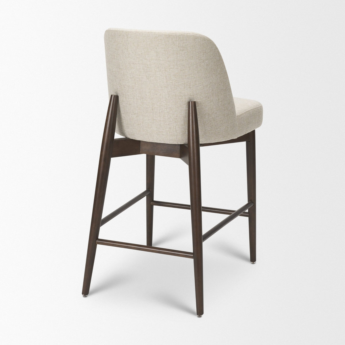 Abbie Curved Back Counter Stool | Oatmeal Fabric w/ Dark Brown Wood from Mercana - Luna Furniture