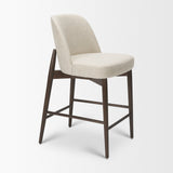 Abbie Curved Back Counter Stool | Oatmeal Fabric w/ Dark Brown Wood from Mercana - Luna Furniture
