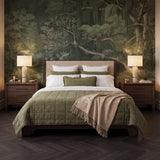 Holden King Upholstered Bedframe | Shelter Headboard | Oatmeal Performance Fabric from Mercana - Luna Furniture
