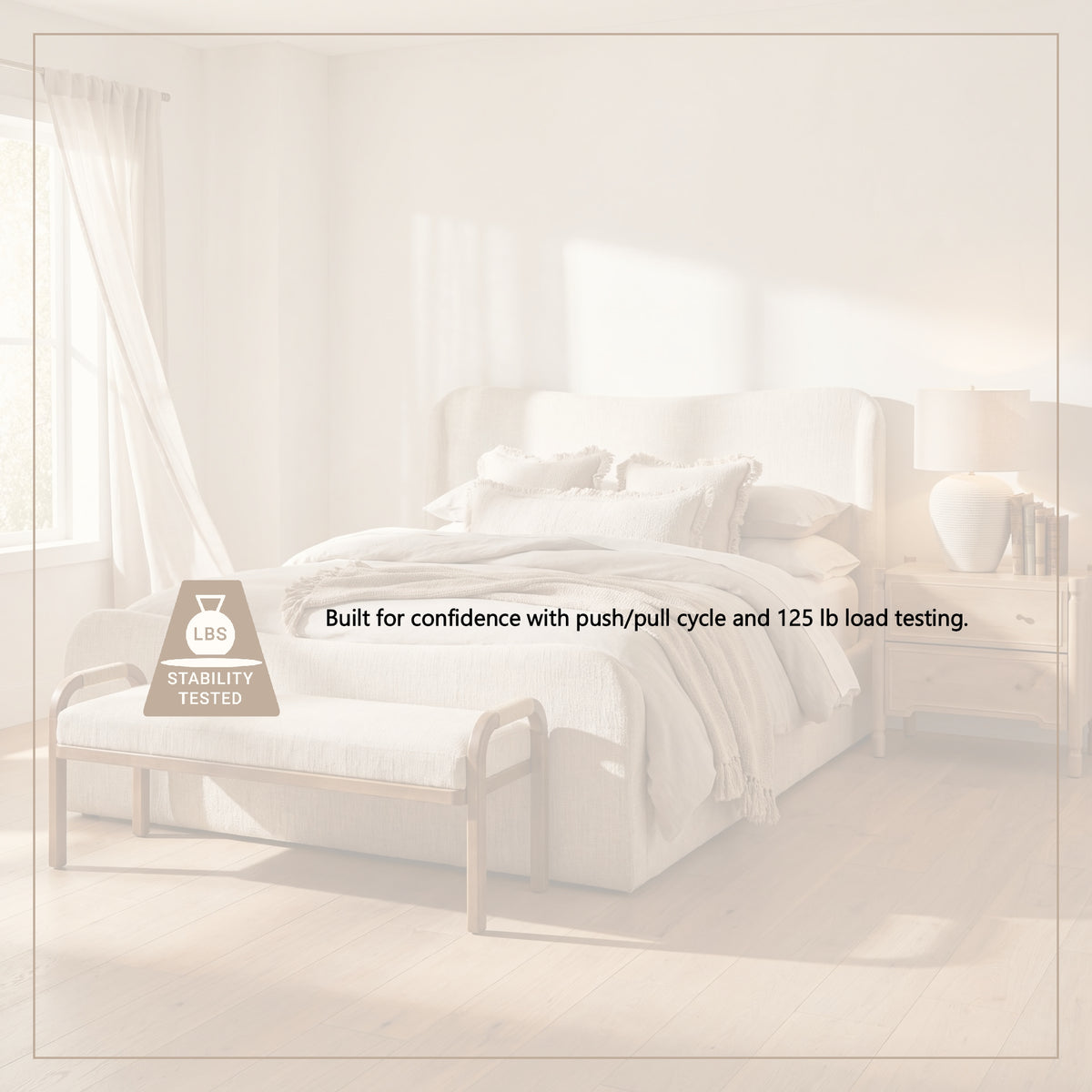 Solene Queen Upholstered Bedframe w/ Footbed | Curved Headboard | Oatmeal Fabric from Mercana - Luna Furniture