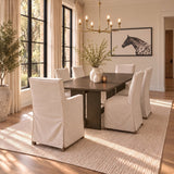 Elbert I Cream Fabric Slip-Cover Brown Wooden Base Dining Chair, Set of 2 from Mercana - Luna Furniture