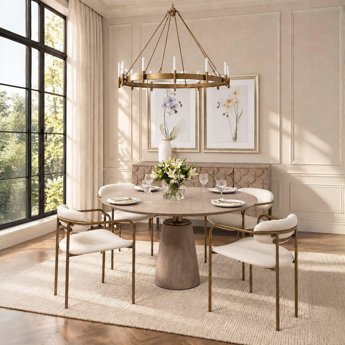 Parker I Cream Fabric Seat Gold Metal Frame Dining Chair, Set of 2 from Mercana - Luna Furniture