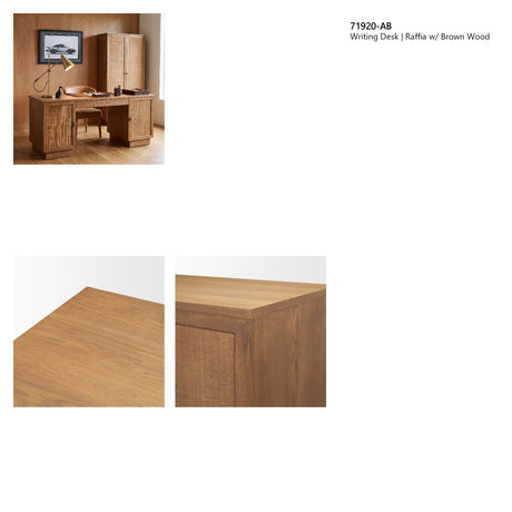 Carmel Writing Desk | Raffia w/ Brown Wood from Mercana - Luna Furniture