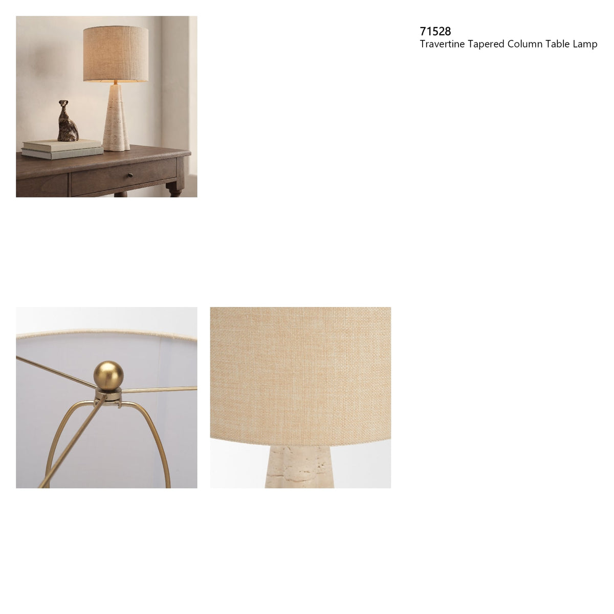 Sena Travertine Tapered Column Table Lamp from Mercana - Luna Furniture