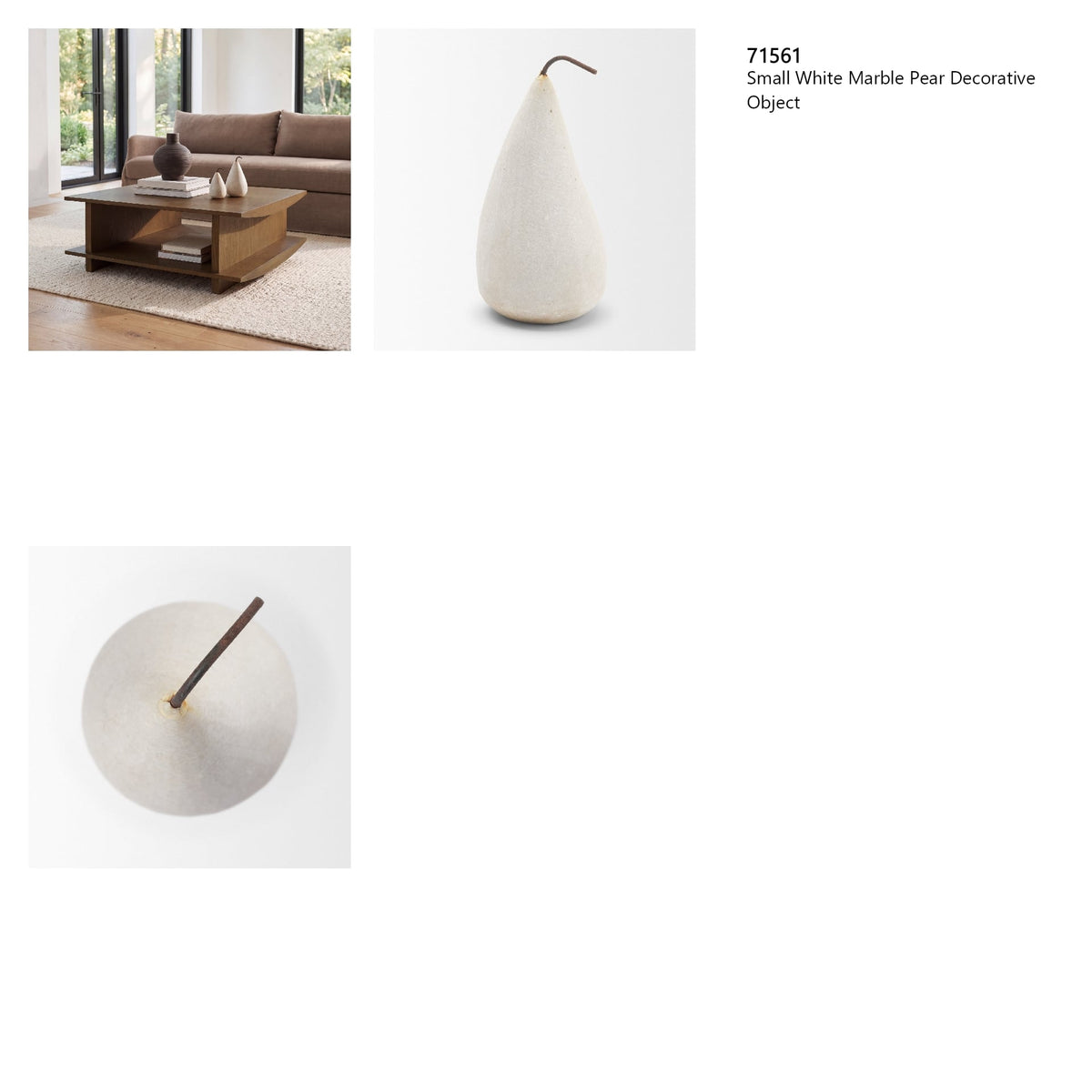 Pera Small White Marble Pear Decorative Object