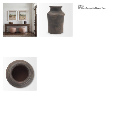 Creta 10" Black Terracotta Planter Vase from Mercana - Luna Furniture