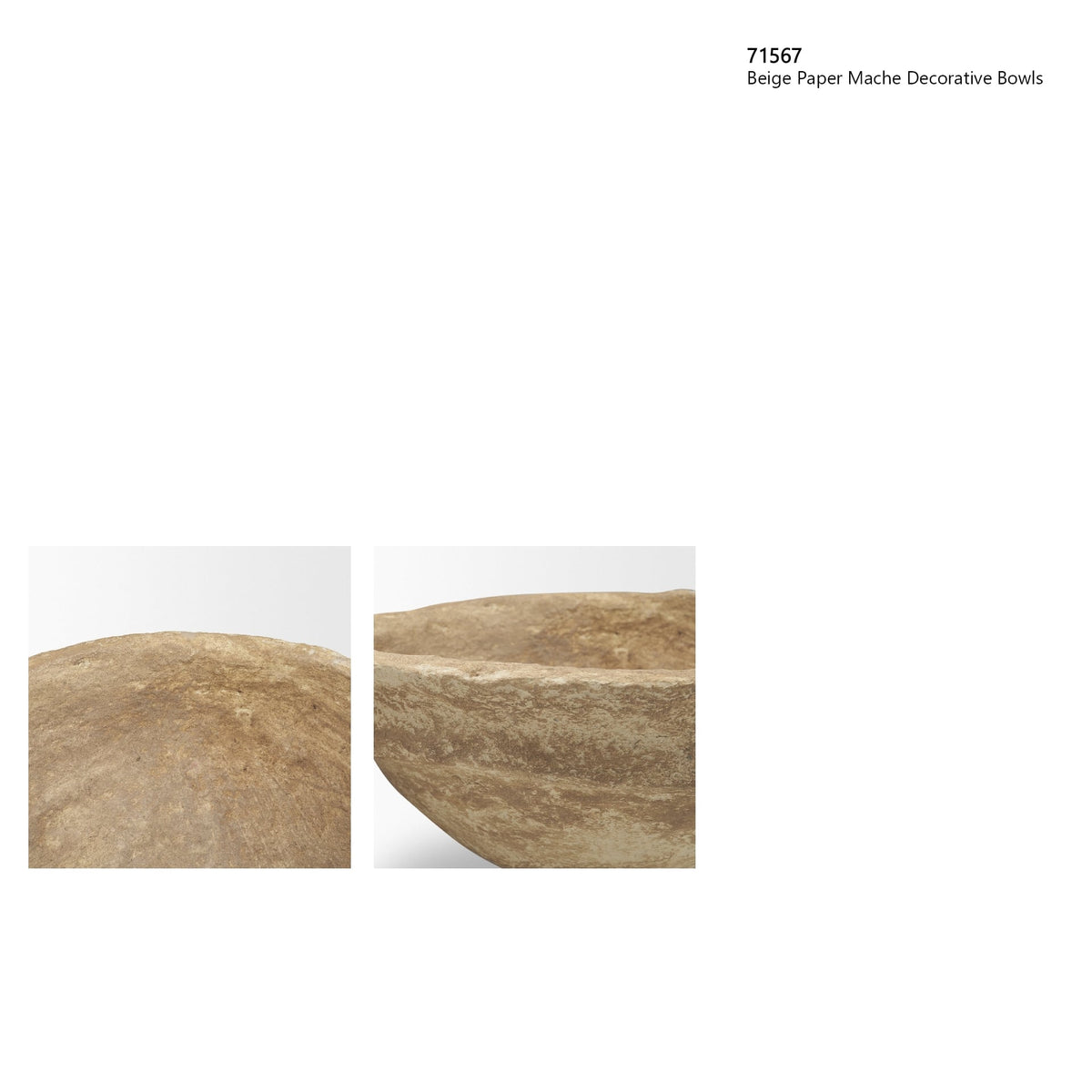 Samar Beige Paper Mache Decorative Bowls