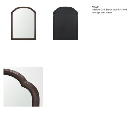 Ellwood Medium-Dark Brown Wood Framed Heritage Wall Mirror from Mercana - Luna Furniture