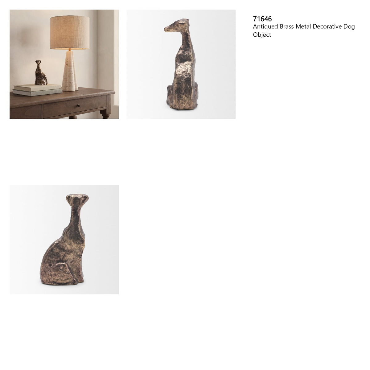 Anubis Antiqued Brass Metal Decorative Dog Object from Mercana - Luna Furniture