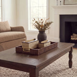 Strata Fluted Brown Walnut Wooden Decortative Tray