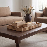 Strata Fluted White-Washed Wooden Decortative Tray