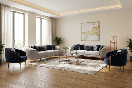 Pandora Cream/Anthracite 4-Piece Living Room Set (2 Sofa & 2 Chair) from Furnia - Luna Furniture