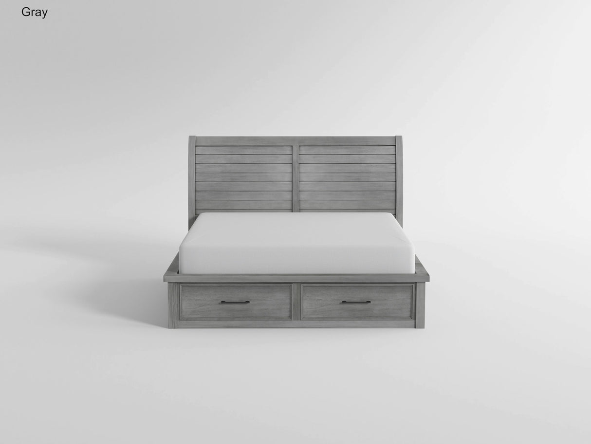 Logandale Antique Gray California King Platform Bed with Storage Footboard and Side Rails from Homelegance - Luna Furniture
