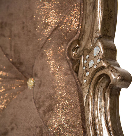 Platine De Royale L. Espresso Antique Platinum Cal King Panel Bed W/brown Fabric from Michael Amini - Luna Furniture