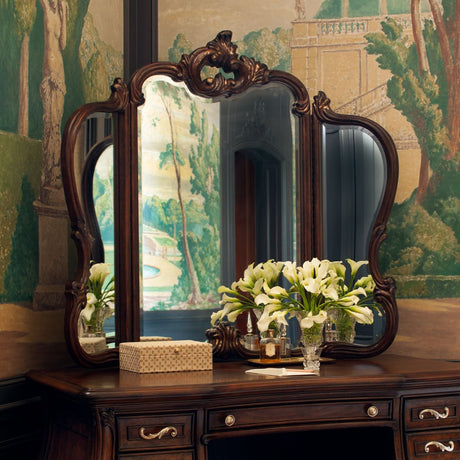 Platine De Royale L. Espresso Light Espresso Vanity Mirror from Michael Amini - Luna Furniture
