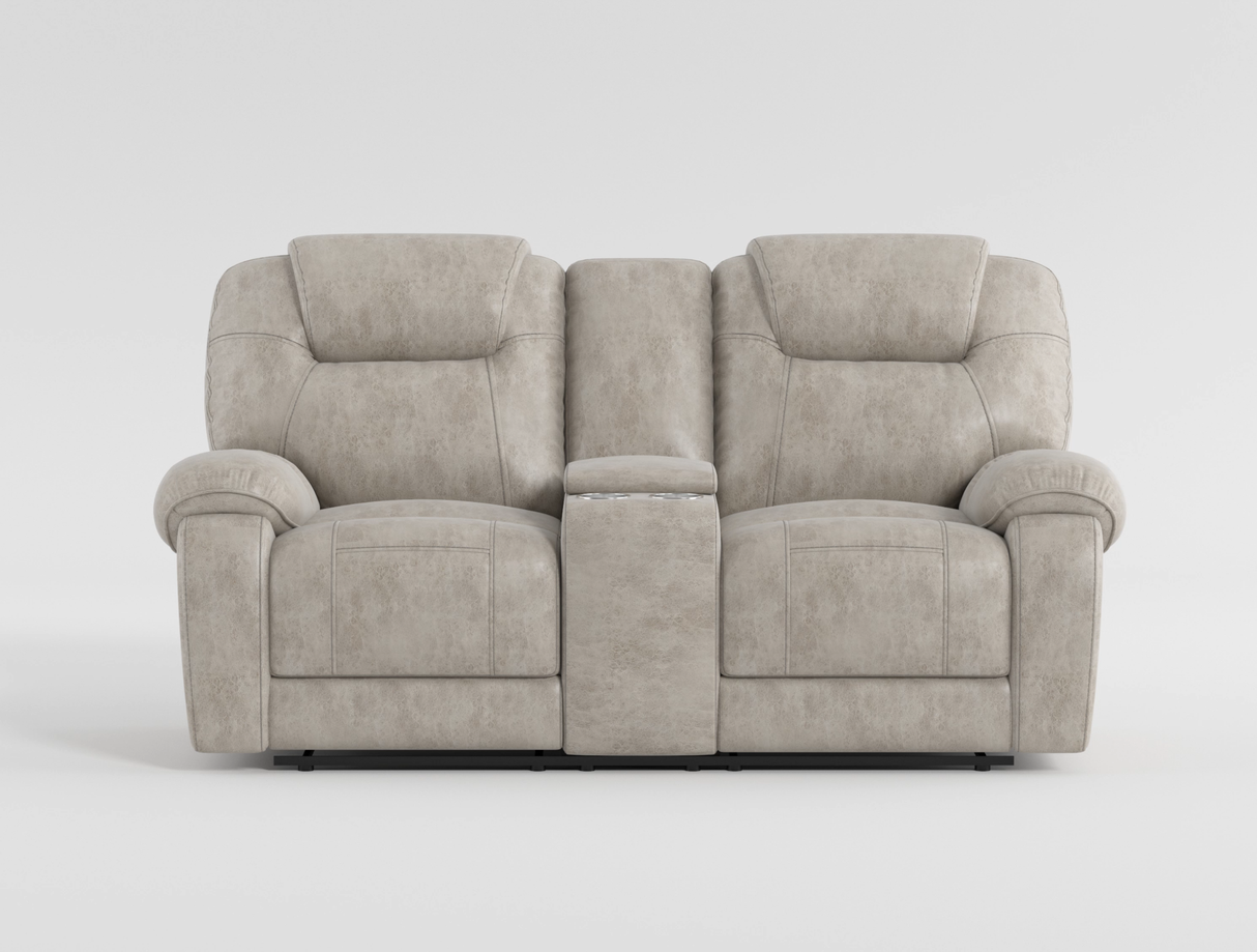 Gainesville Pewter Double Reclining Loveseat with Center Console from Homelegance - Luna Furniture