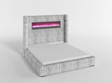 Fitzroy Gray Upholstered King Bed with Fireplace from Homelegance - Luna Furniture