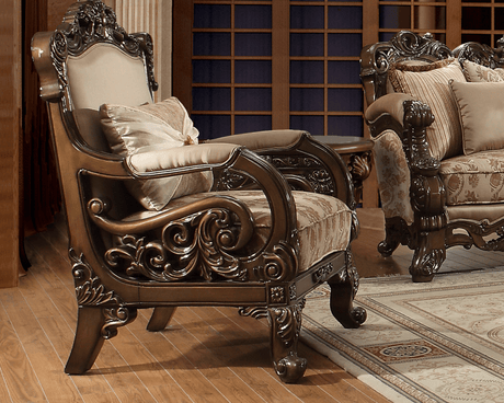 HD-2658 Metallic Antique Gold/Perfect Brown 3-Piece Living Room Set from Homey Design - Luna Furniture