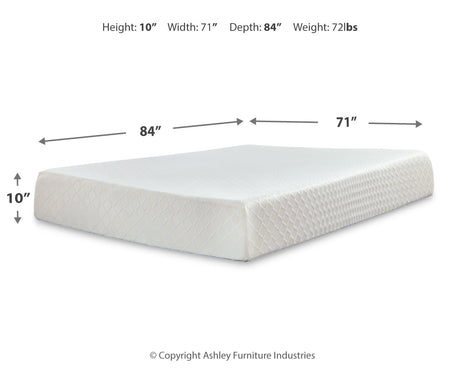 10 Inch Chime Memory Foam Mattress with Adjustable Base in White from Ashley - Luna Furniture