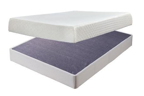 10 Inch Chime Memory Foam Mattress with Foundation in White from Ashley - Luna Furniture