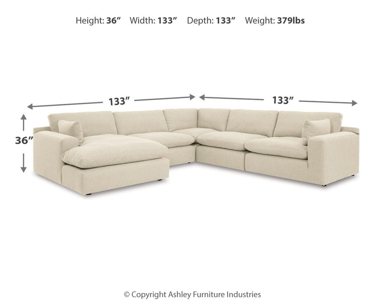 Elyza Linen 5-Piece LAF Chaise Sectional