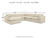 Elyza Linen 5-Piece LAF Chaise Sectional