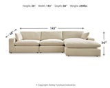 Elyza Linen 3-Piece RAF Chaise Sectional