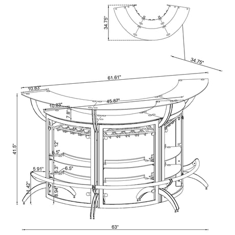 Dallas Smoked and Silver Bar Unit from Coaster - Luna Furniture