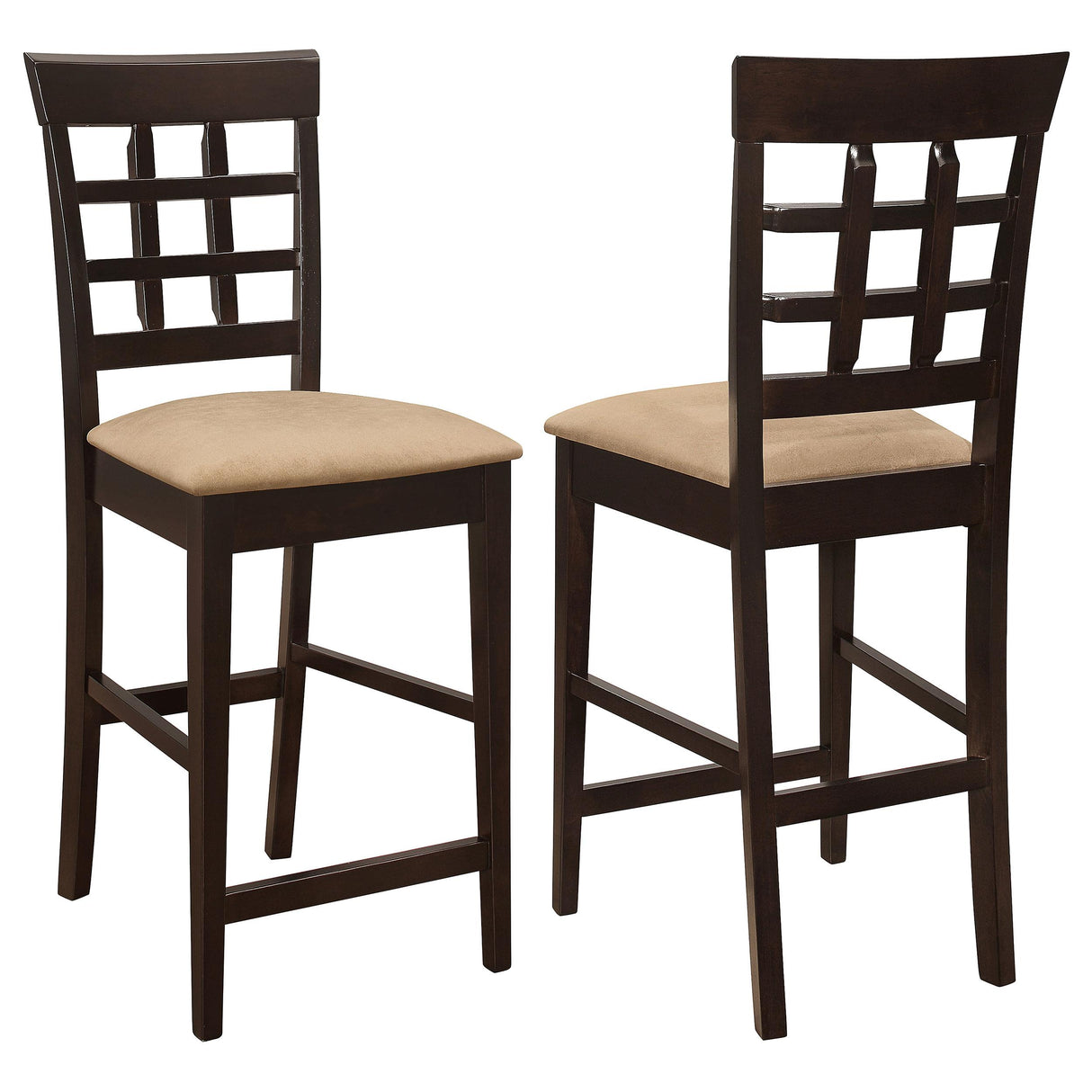 Gabriel Cappuccino and Tan Upholstered Counter Height Stools, Set of 2 from Coaster - Luna Furniture
