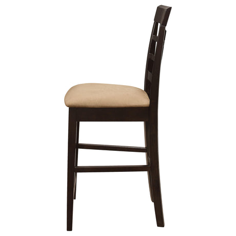 Gabriel Cappuccino and Tan Upholstered Counter Height Stools, Set of 2 from Coaster - Luna Furniture