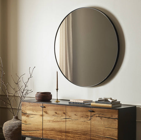 Bellvue Round Mirror in Rustic Black from Four Hands - Luna Furniture