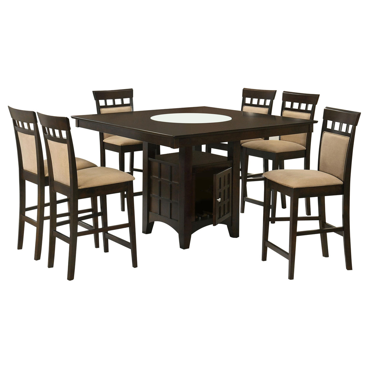 Gabriel Cappuccino 7-Piece Square Counter Height Dining Set from Coaster - Luna Furniture